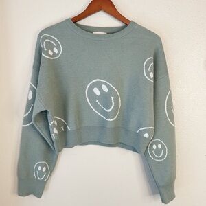 Altar’d State Long Sleeve Smiley Face Sweater size M